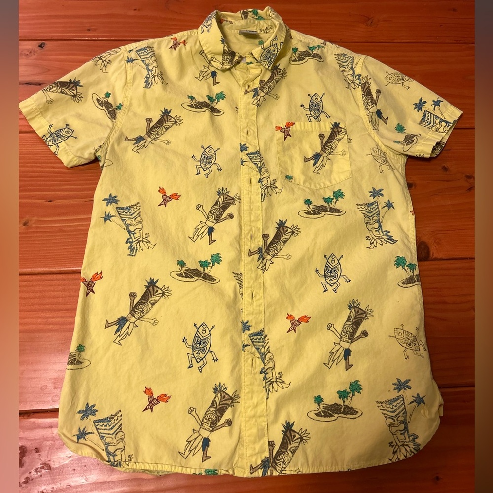 Hang Ten Hawaiian Tiki Shirt yellow